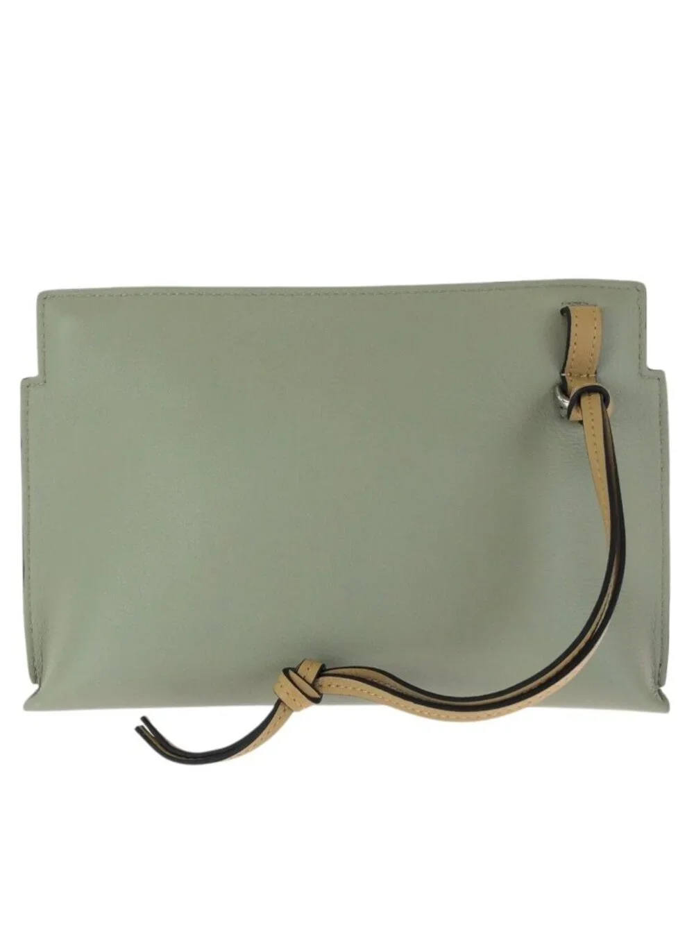 Loewe Anagram Mini T Pouch Green Beige Silver Leather Clutch